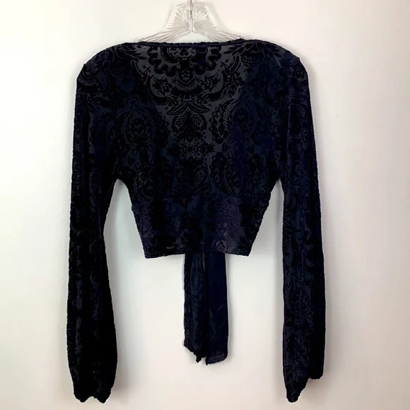 Windsor Chic Velvet Burnout Tie-Front Top - Picture 6 of 11